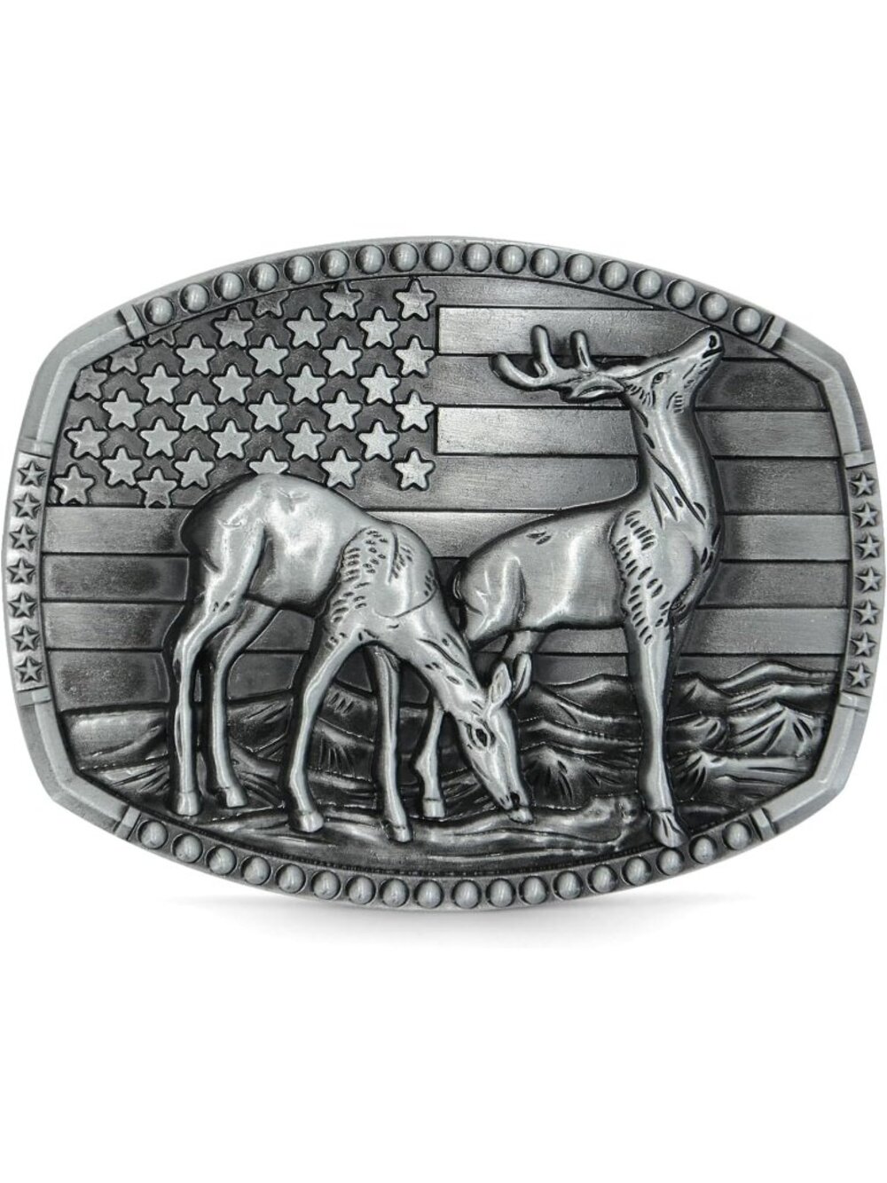 Men Deer Silver Deer Western Cowboy Buckle for Men Women Belt